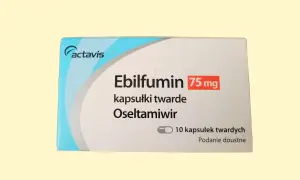 Opakowanie leku Ebilfumin 75 mg, kapsułki twarde, oseltamiwir.