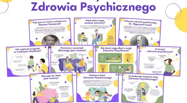 Jak dbać o zdrowie psychiczne - plakat z praktycznymi poradami