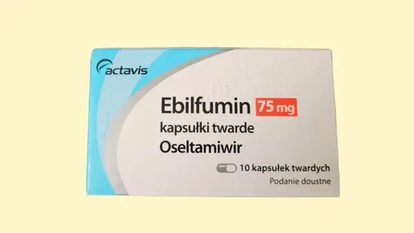 Opakowanie leku Ebilfumin 75 mg, kapsułki twarde, oseltamiwir.